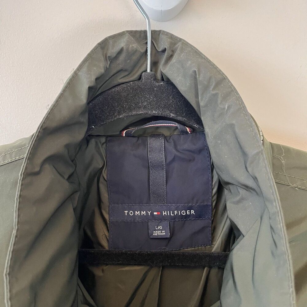 Tommy Hilfiger Men's Nylon Deerfield Zip Up Jacket Green Built in Hood Sz Large - Picture 13 of 14